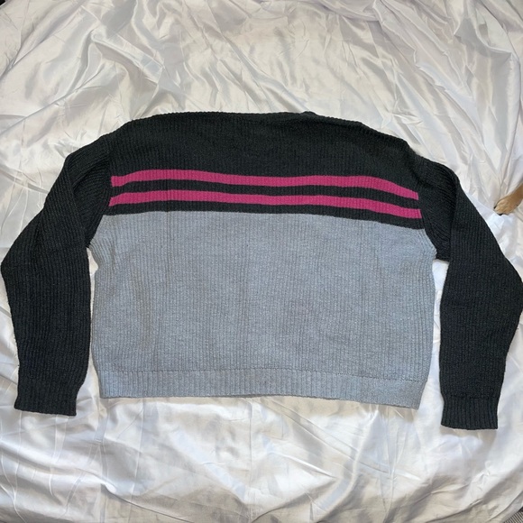 American Eagle Striped Crew Neck Waffle Sweater - Picture 2 of 2